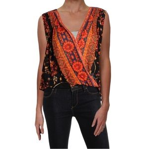 Free People Womens Havana Surplice Printed Blouse